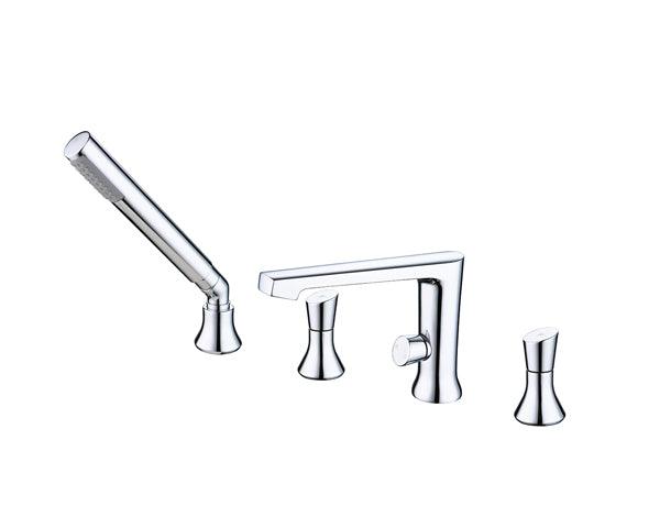 Bathtub Faucet 4 holes with Hand Shower in Chrome - Vasca Design