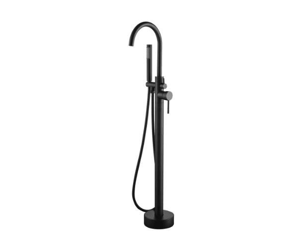 Matte Black Round Freestanding Faucet with Hand Shower (Backorder) - Vasca Design