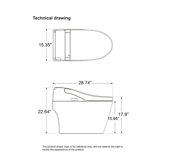 Advanced Smart Toilet with Auto Flush and Sensor Close E03 - Vasca Design