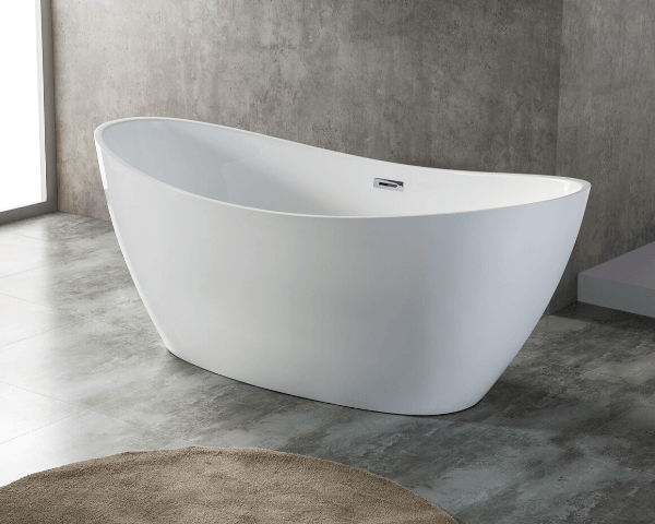 Moon Shape Freestanding Bathtub in Acrylic with Slotted Overflow (60in, 67in) - Vasca Design