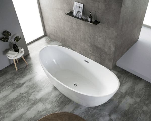 Moon Shape Freestanding Bathtub in Acrylic with Slotted Overflow (60in, 67in) - Vasca Design