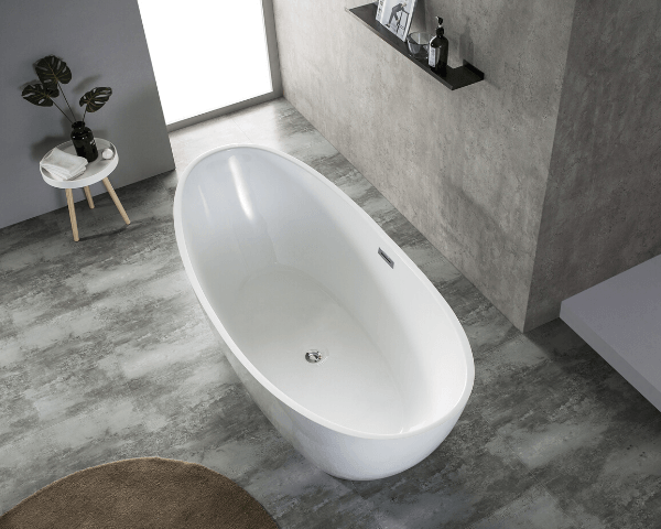 Moon Shape Freestanding Bathtub in Acrylic with Slotted Overflow (60in, 67in) - Vasca Design