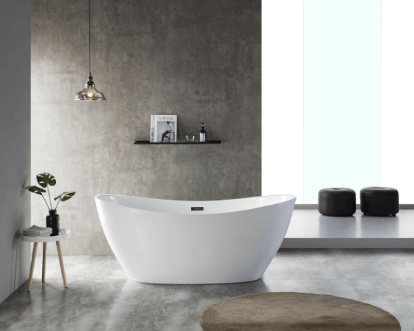 Moon Shape Freestanding Bathtub in Acrylic with Slotted Overflow (60in, 67in) - Vasca Design