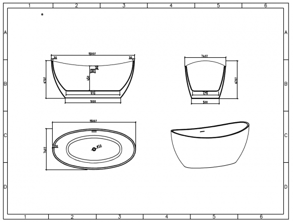 Moon Shape Freestanding Bathtub in Acrylic with Slotted Overflow (60in, 67in) - Vasca Design