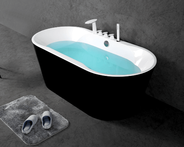 Freestanding Oval Bathtub in Glossy Black (60in, 67in) - Vasca Design