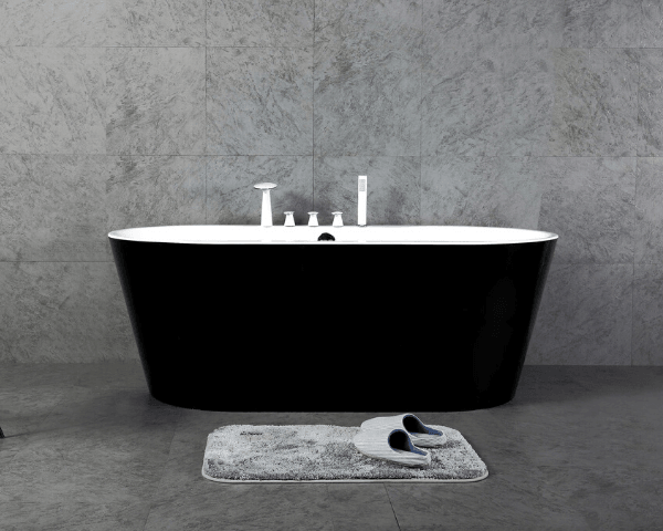 Freestanding Oval Bathtub in Glossy Black (60in, 67in) - Vasca Design