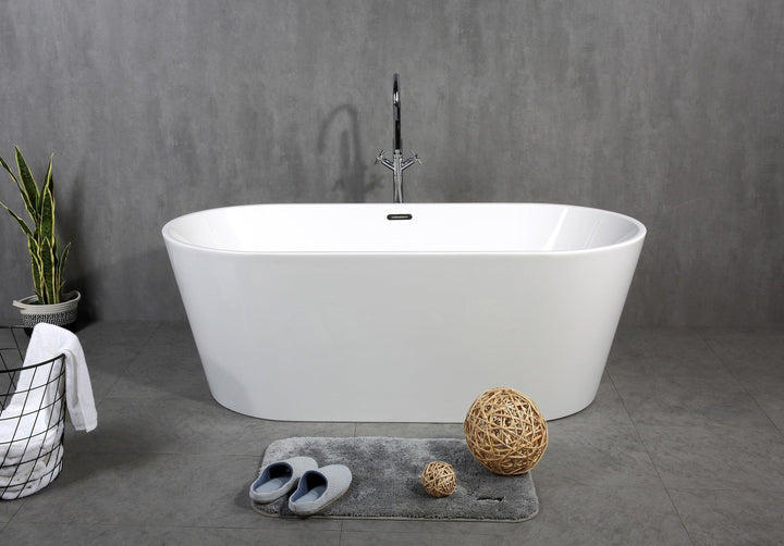 67in Freestanding Bathtub in Acrylic, Oval with Slotted Overflow - Vasca Design