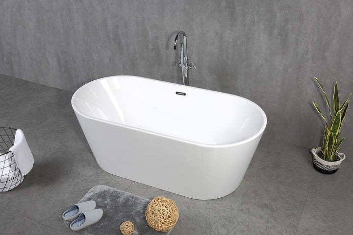 67in Freestanding Bathtub in Acrylic, Oval with Slotted Overflow - Vasca Design