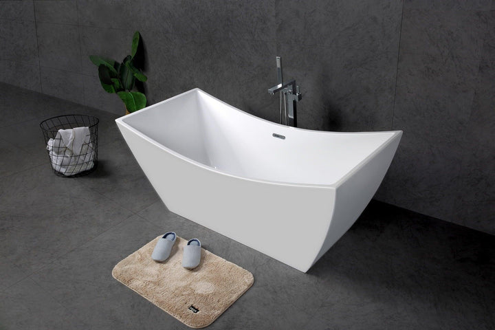 Freestanding Bathtub in 67in, White Acrylic - Vasca Design