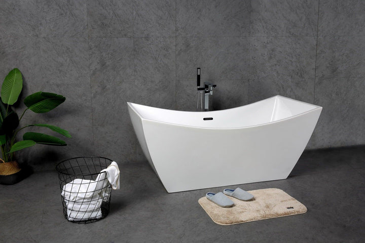 Freestanding Bathtub in 67in, White Acrylic - Vasca Design