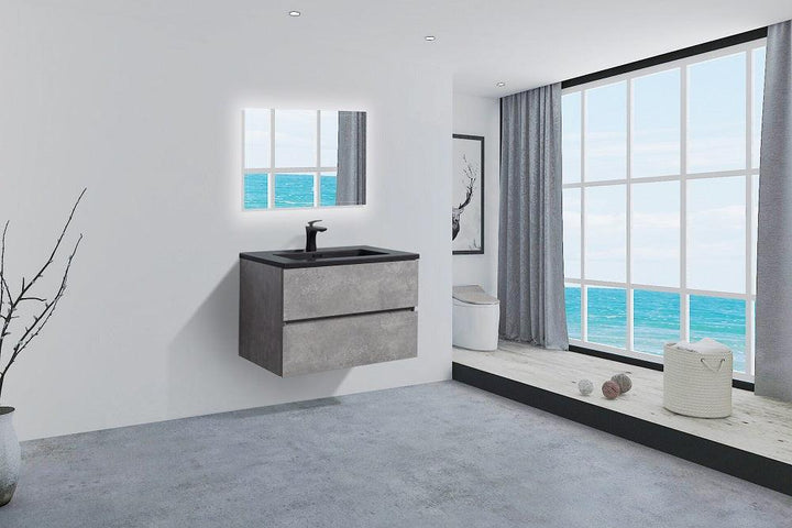 EDI Wall Mount Vanity - Cement Grey Black Counter - Vasca Design