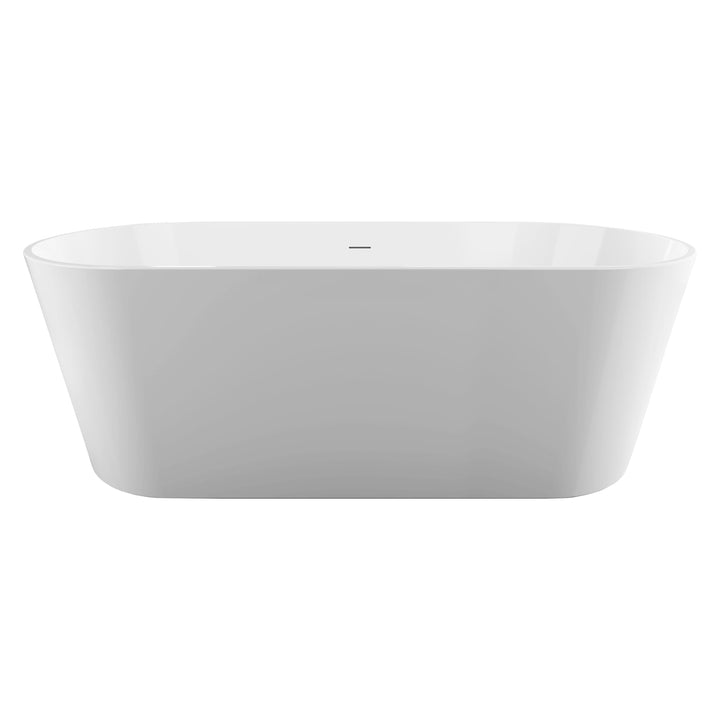 54-inch Oval Freestanding Bathtub in Pure White Acrylic with Slotted Overflow - Vasca Design