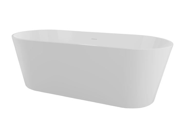 54-inch Oval Freestanding Bathtub in Pure White Acrylic with Slotted Overflow - Vasca Design