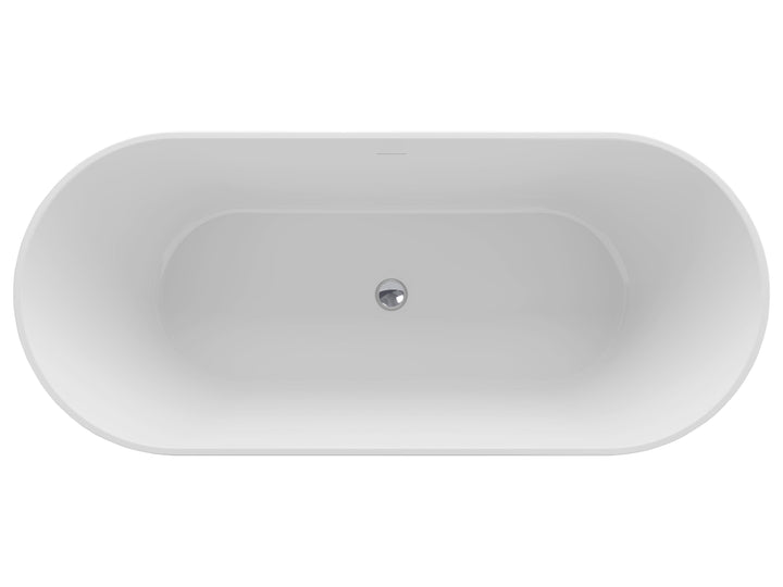 54-inch Oval Freestanding Bathtub in Pure White Acrylic with Slotted Overflow - Vasca Design