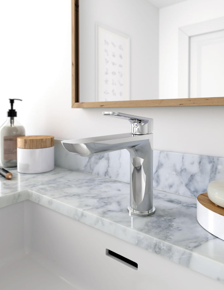 ALT VIA DANTE Collection - Single-Hole Lavatory Faucet Press Pop-Up Drain Included - Vasca Design