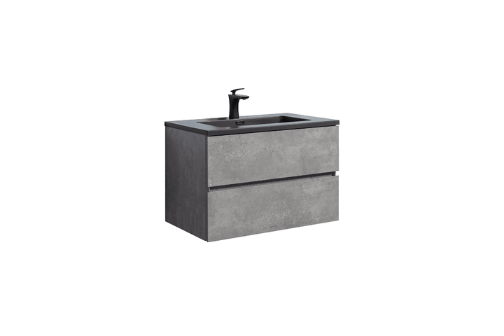 EDI Wall Mount Vanity - Cement Grey Black Counter - Vasca Design