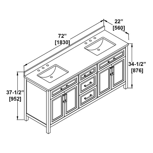 Laney 72 inch Double Sink Vanity - American Grey - Vasca Design