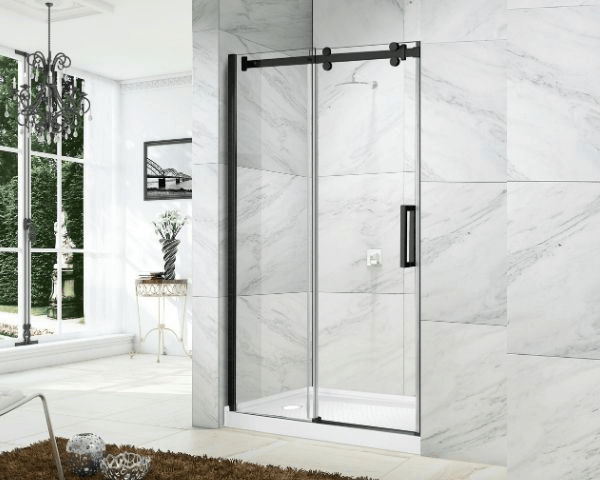 Shower Enclosure - Easy Clean Treated Glass (Black/Chrome) - HC420 - Vasca Design