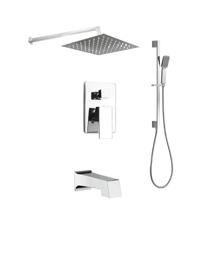 Shower Kit Chrome/Black - Shower Head, Handheld and Spout (6815) - Vasca Design