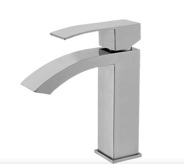 PROMO - Brushed Nickel Vanity Faucet with Curved Spout